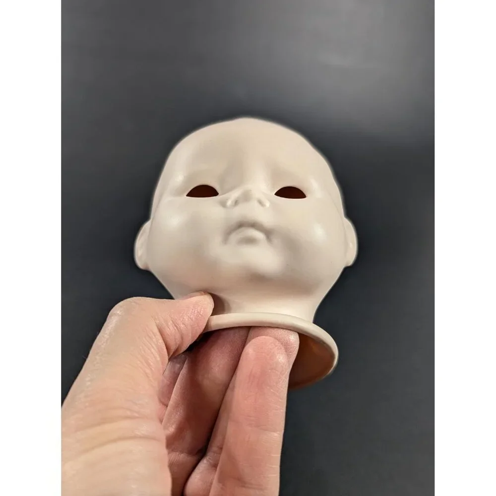 Vintage Creepy Baby porcelain Doll head, open eyes, old doll parts - Picture 11 of 14